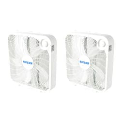 Hurricane 20 Inch Classic Series Floor Box Fan, Indoor Home Cooling Unit with 3 Speed Settings and Floor Mounting Construction, 2 Pack of Fans, White