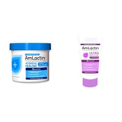 AmLactin Intensive Healing Body Cream – 12 oz Tub & Ultra Smoothing - 4.9 oz Body & Hand Cream with 15% Lactic Acid