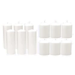 Stonebriar 18 Hour Long Burning Unscented Pillar Candles, 3x8, White & 35 Hour Long Burning Unscented Pillar Candles, 3x4, White