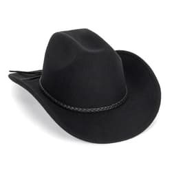 Vikodah Vintage Western Cowboy Hat for Men Women - Wide Brim Cowgirl Fedora Hats with Braided Rope Band M