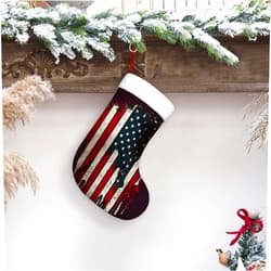 Yioniii 18 Inches Christmas Stockings,Flag of The United States，Snowflake Stocking，Super Soft Christmas Stockings Large Christmas Holiday Xmas Gift，Red Blue White
