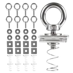 Moroinriz Strut Channel Nut and Eye Bolt Set - Heavy Duty Stainless Steel Eye Bolts M8, M10 | Zinc Plated Spring Nuts, Long Spring for Unistrut, M8, Pack of 4