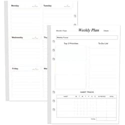 Yaridar Weekly Planner Refills for A5 Binders - 53 Sheets/106 Pages Undated Colorful Weekly Planner, 6-Hole Punched, 100 gsm White Paper, 5.8
