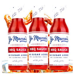 Yo Mama’s Foods Yo Mama's Foods Keto Hickory BBQ Sauce – (Pack of 3) - Vegan, No Sugar Added, Low Carb, Low Sodium, Gluten Free, Paleo, and Made with Whole Non-GMO Tomatoes!