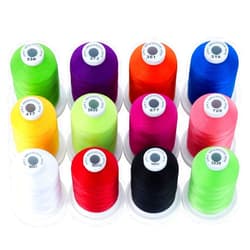 New brothread - 18 Options - Multi-Purpose 100% Mercerized Cotton Threads 50S/3 600M(660Y) Each Spool for Quilting, Serger, Sewing and Embroidery - 12 Bright Colors