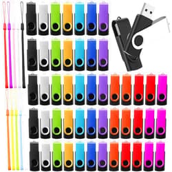 Geiserailie 50 Pack 4GB USB Flash Drive Bulk with 50 Pcs Lanyards, USB 2.0 Thumb Drive Portable Swivel Memory Pen Drive Stick USB Stick with LED Indicator for Office School Data Storage Backup