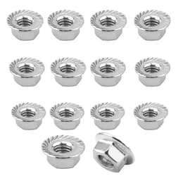 MroMax 50Pcs M5x0.8mm Pitch Serrated Flange Hex Lock Nuts 304 Stainless Steel Metric Thread Hardware Nuts Bright Finish for Automobiles, Motorcycles, Generators, Home Appliances Silver