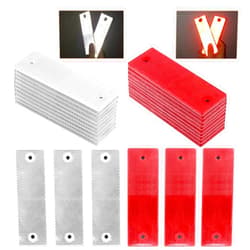 Rustark 60 Pcs Red and White Plastic Rectangular Stick-on Car Reflector Sticker Universal Conspicuity Safety Warning Plate Adhesive Reflective for Car Boat (30 Pcs White and 30 Pcs Red)