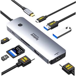 Selore&S-Global Selore USB C Docking Station Dual HDMI Monitor, USB C to Dual HDMI Adapter with 4K@60Hz HDMI, 100W PD, SD/TF, USB A&C 3.0 Ports, Laptop Docking Station for Dell XPS/HP/Lenovo/Surface/Yoga etc