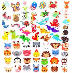 MEIEST 59 PCS 5D Diamond Art Painting Stickers Kits for Kids and Adult Beginners,Fun DIY Animal & Sea World Mosaic Stickers by Numbers Kits,Creative Arts and Crafts Set and Handmade Gift