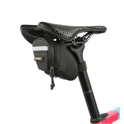 Rhinowalk Small Bike Saddle Bag, 0.4L Under Seat Bicycle Tool Bag, Waterproof Reflective Cycling Seat Pack with Zipper Closure and Inner Mesh Pocket for Road Mountain Bikes (Black)