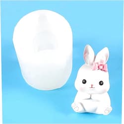 KIILOMP Easter Bunny Candle Mold - 3D Rabbit Mold Resin Casting Mould for DIY Candle Making Clay Craft Plaster Home Decoration (Sitting)