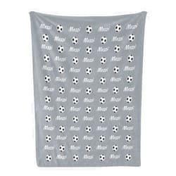 CUSPILO Personalized Soccer Blanket, Ultra Soft Micro Flannel Blanket for Bed Couch Living Room(Kids), Silver, 30