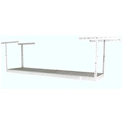 MonsterRAX Storage Solutions MonsterRax Overhead Garage Storage Rack 2x8, Ceiling Mounted Shelving, Adjustable Hanging Organizer, Heavy Duty Steel, 350 Pound Capacity, Color: White, Adjusts 24-48