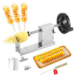 CGOLDENWALL 3 in 1 Manual Tornado Potato Slicer Spiral Potato Cutter Twisted Potato Slicer Spiral Twister Cutter Thicker Stainless Steel Vegetables Cutting Machine