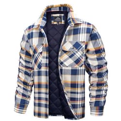 TACVASEN Men's Flannel Shirt Quilted Lined Theraml Winter Coat Button Down Insulated Flannel Shirts Jacket