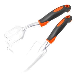 MECHEER Garden Tool Set, 2 Pack Heavy Duty Gardening Tools Set Include Garden Shovel and Hand Rake Claw Tool with Ergonomic Handle, Small Gardening Hand Tools for Digging Weeding Planting Transplanting