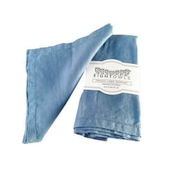 Eight Owls Hemstitched Linen Napkins – 20 Inch x 20 Inch – Stonewashed Pure Linen Cloth Dinner Napkins with Mitered Corners - 100% French Flax – Machine Washable - Set of 4 (Dusty Pastel Blue)