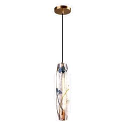 ZCYOU Elegant Dining Room Suspension Lamp，LED Copper Crystal Enameled Hallway Chandelier for Loft Bar Kitchen Restaurant, Modern Staircase Lights