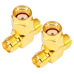 BOOBRIE 2-Pack SMA Connector Splitter RP-SMA Male to 2 RPSMA Female Triple T Adapter 3 Way Splitter Antenna Converter for FPV Drone,GPS,WiFi Antenna (NOT for TV)