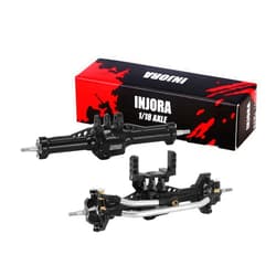 INJORA +4mm Aluminum Front and Rear Axles with Lay Down Servo Mount & Link for 1/18 TRX4M RC Upgrade