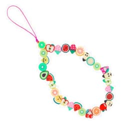 Diiker 4pcs women's fashion mobile phone lanyard decoration cell phone pendant colorful star LOVE letter fruit rainbow Soft Ceramic Boho anti-lost phone chain (multicolor)
