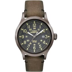 Timex Men's TW4B01700 Expedition Scout 40 Brown/Gray Leather Strap Watch