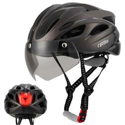 Favoto Bike Helmet Adult - Bicycle Helmet for Men Women Lightweight Cycling Helmets with Led Light Detachable Magnetic Goggles, Breathable Road Bike Mountain Ebike Helmets Adjustable Dial Fit