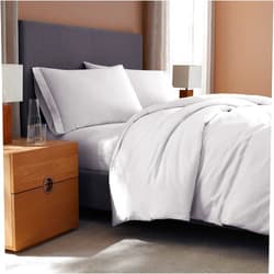 H by Frette Sateen Standard Bed Bundle (Queen) - Luxury All-White Bedding Bundle/Includes Pillowcases, Fitted Sheet, and Duvet Cover