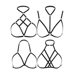 SATINIOR 4 Pieces Women Harness Strappy Hollow Out Cross Elastic Cage Bra Cupless Bra Body Lingerie for Ladies