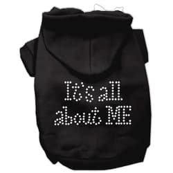 Mirage Pet Products 8-Inch It's All About Me Rhinestone Hoodies, X-Small, Black