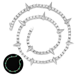 OPycos Cuban Link Chain For Men, Miami Wolf Tooth Shape Silver Necklace For Men, Glow In The Dark Boys Chain Necklace, Black Panther Mens Jewelry Necklace, Iced Out Diamond Hip Hop Accessories 16-24Inches With Gift Box