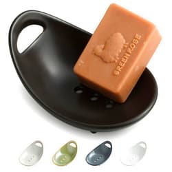 Cormomu Soap Dish for Bathroom, Bar Soap Holder for Shower, Ceramic Soap Saver with Handle, Japanese Soap Tray, Soap Dishes with Self Drain, Keep Soap Dry and Extend Soap Life, Black