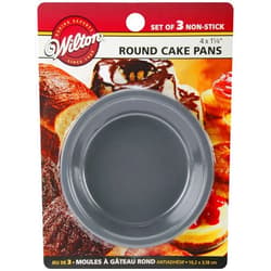 Wilton Mini Round Cake Pan Set - Bake Mini 3-Layered Cakes or Individual Dessert Sized Treats, Non-Stick for Easy Release, Steel, 3-Piece, 4 x 1.25-Inch