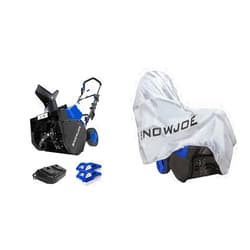 Snow Joe 24V-X2-SB18 18-Inch 48-Volt 4-Ah Cordless Snow Blower, (2x4.0AH) & SJCVR-21 Cover