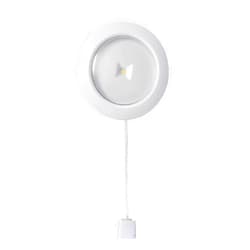 Runwireless Push Lens or Pull String On/Off LED Utility Light with Bright Warm White LED, 25 lumens, Great for Closets, Garage, Bathroom, Cabinets, String 33cm/13, 3 AA (not Included) - UL171