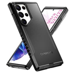 CAPERCASE Rugged Shockproof Case for Samsung Galaxy S23 Ultra (2023), [Military Grade Anti-Drop] Heavy-Duty Tough Slim Fit Lightweight Protective Phone Case, Black