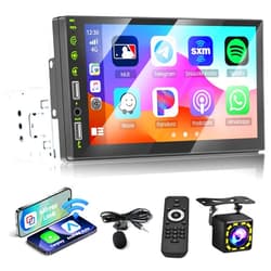 Hikity Single Din Car Stereo Wireless Carplay Android Auto, 7'' Touch Screen Car Radio Bluetooth Car Audio Receiver with Dual USB, FM Radio, EQ, AUX, Backup Camera, Remote Control, Black