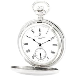 CHARLES-HUBERT PARIS Charles-Hubert, Paris 3908-WR Premium Collection Stainless Steel Satin Finish Double Hunter Case Mechanical Pocket Watch