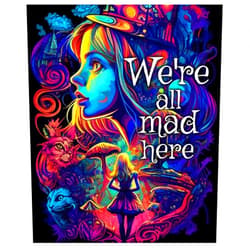 Casi Art Alice in Wonderland We're All Mad Here Lewis Carroll Quote Poster,11x14 Psychedelic Wall Art Print for Bedroom,Featuring Colorful Abstract Art and the Iconic Cat,Perfect for Mary Jane Enthusiasts