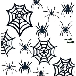 SaktopDeco 33 PCS Hanging Spider Decorations Spider Ornament Black Felt Spider Web Halloween Decorations for DIY House Decorations