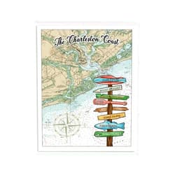 MapMom Charleston SC Driftwood Map| 5x7 Wood Coordinate Wall Hanging Sign; Shelfsitter | High Definition Ink Printed On Wood Home Décor Map | Ready to Hang | Perfect Gift for the Perfect Place
