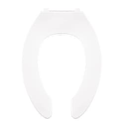Centoco Elongated Toilet Seat, Open Front No Cover, Commercial, Stainless Steel Hinges, Plastic, Made in the USA, 550STSCC-001, White