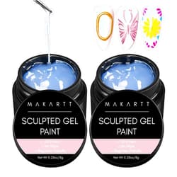 Makartt 3D Painting Gel 2pcs Clear Nail Gel For Nails Art Chrome Nail Powder No Wipe UV Gel for Gel Nail Polish Micro 3D Sculpting Gel For Nail Art 3D Carving Drawing Gel at Home & Salon DIY