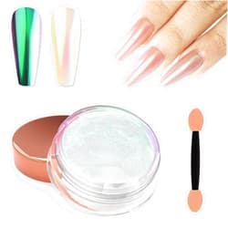 Laza Chameleon Pearl Chrome Nail Powder, Glazed Donut Metallic Mirror Effect Pigment, Iridescent Aurora Nail Glitter Holographic Fairy Dust Gel Nail Art Supplies Nail Techs, Resin Craft – Purple Ocean