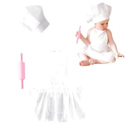 Generic 3 PCS Baby Photography Props, Baby Chef Outfit and Mini Silicone Rolling Pin, Newborn Photo Props Costume for 6-24 Months