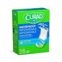 Medline CURAD Plastic Waterproof Adhesive Bandage for First Aid, Sterile, Beige Color, 1 x 3 Inches, 100 Count