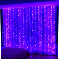 HXWEIYE 300LED Purple Fairy Curtain Hanging Lights with Remote 8 Modes Timer for Bedroom, 9.8x9.8Ft USB Plug in Christmas Fairy String Lights for Outdoor, Weddings, Party, Garden, Wall, Decorations