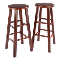 Winsome Element 2-Piece 29In Bar Stool Set, Walnut Finish, Solid Wood, Modern Design