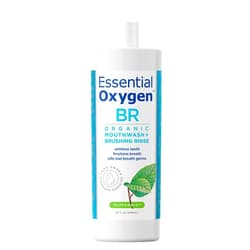 Essential Oxygen Certified BR Organic Brushing Rinse, All Natural Mouthwash for Whiter Teeth, Fresher Breath, and Happier Gums, Alcohol-Free Oral Care, Peppermint, 32 Ounce